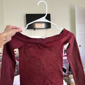 Aeropostale Burgundy Off The Shoulder Top XS
